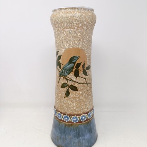 727 - A Royal Doulton vase, by Florence Barlow, decorated birds, 32 cm high