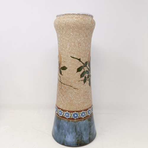 727 - A Royal Doulton vase, by Florence Barlow, decorated birds, 32 cm high