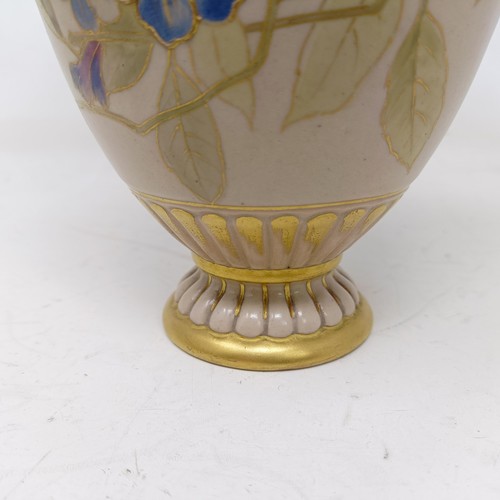 729 - A Doulton Lambeth jug by Frank A Butler, decorated flowers, highlighted in gilt, 26 cm high