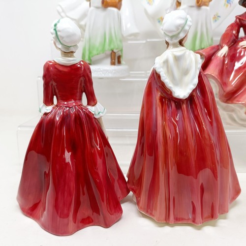 731 - A Royal Doulton figure, Gwynneth Lilac Time HN2137, Faith HN3082, Winter Welcome HN3611, And One For... 