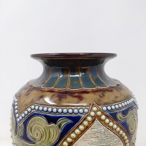 734 - A Royal Doulton vase, by Hannah Barlow, decorated with cows, 27 cm high