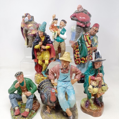 735 - A Royal Doulton figure, The Foaming Quart HN2162, Carpet Seller HN1464, Falstaff HN2054, The Mask Se... 