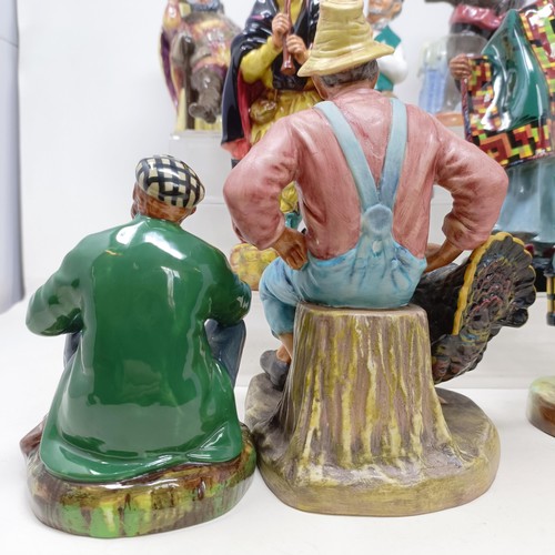 735 - A Royal Doulton figure, The Foaming Quart HN2162, Carpet Seller HN1464, Falstaff HN2054, The Mask Se... 