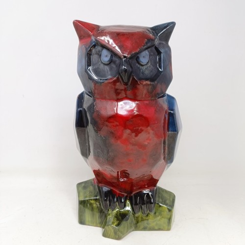 738 - A Royal Doulton prototype Flambé owl, 26 cm high