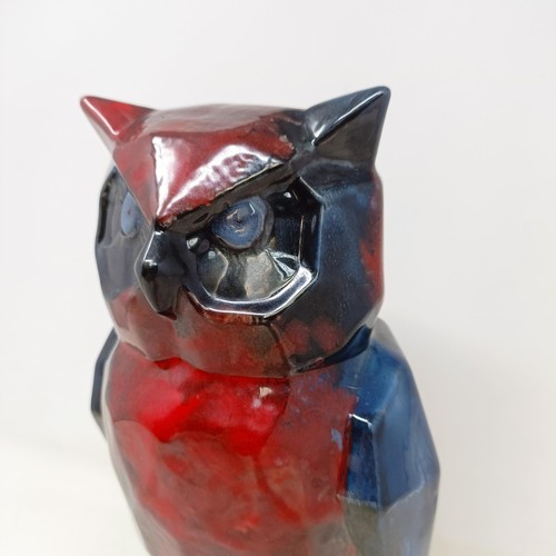 738 - A Royal Doulton prototype Flambé owl, 26 cm high