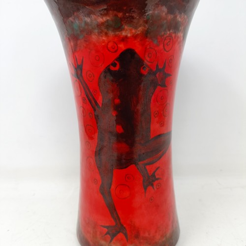 740 - A Royal Doulton Flambé vase, by Charles Noke, decorated with a frog, 23 cm high