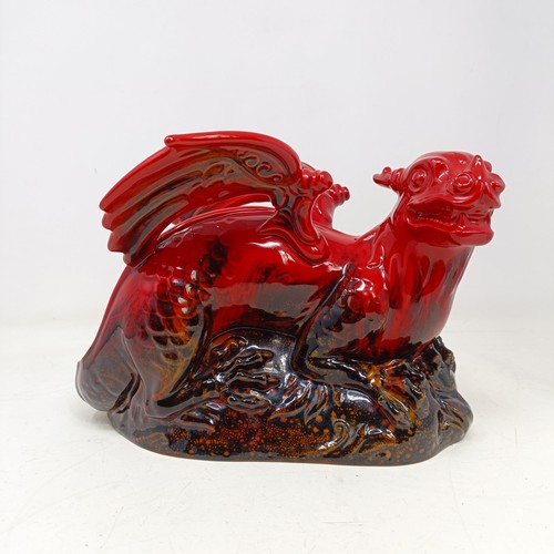 741 - A Royal Doulton Flambé dragon, 30 cm wide