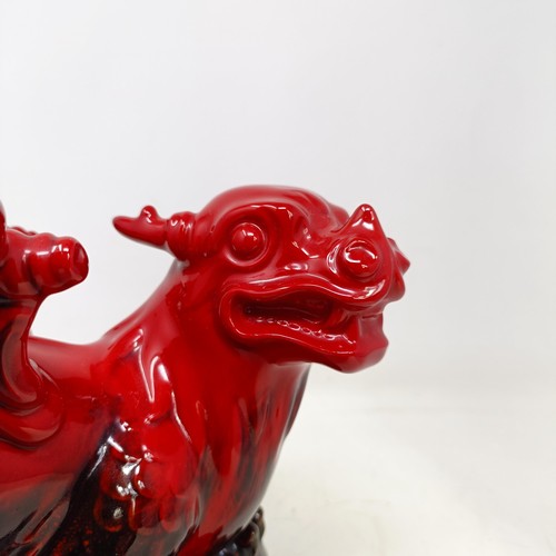 741 - A Royal Doulton Flambé dragon, 30 cm wide