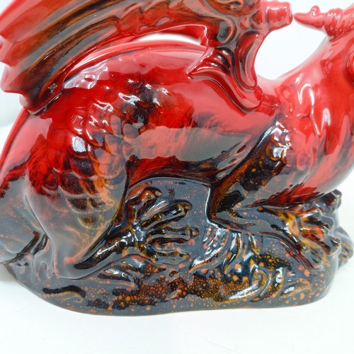 741 - A Royal Doulton Flambé dragon, 30 cm wide