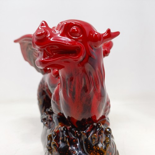 741 - A Royal Doulton Flambé dragon, 30 cm wide