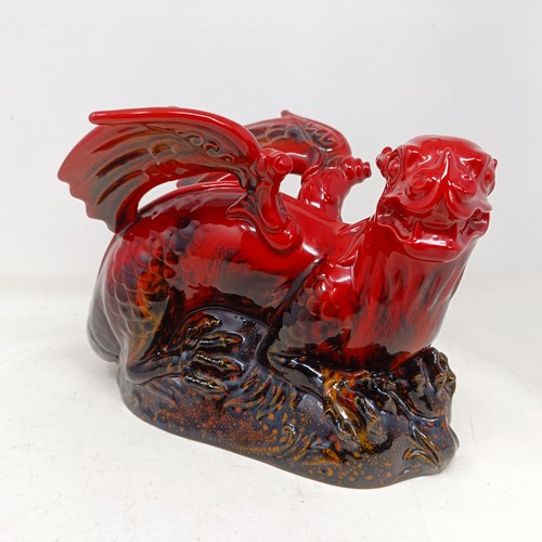 741 - A Royal Doulton Flambé dragon, 30 cm wide