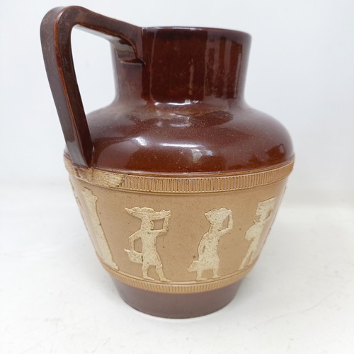 744 - A graduated set of Doulton Lambeth jugs, 20 cm, 18 cm and 14 cm, and another similar, 18 cm (4)