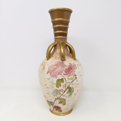 745 - A Doulton Burslem vase, decorated with flowers, 30 cm high