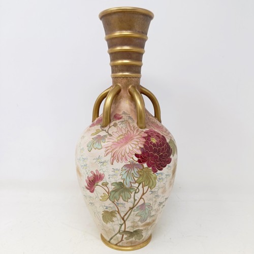 745 - A Doulton Burslem vase, decorated with flowers, 30 cm high