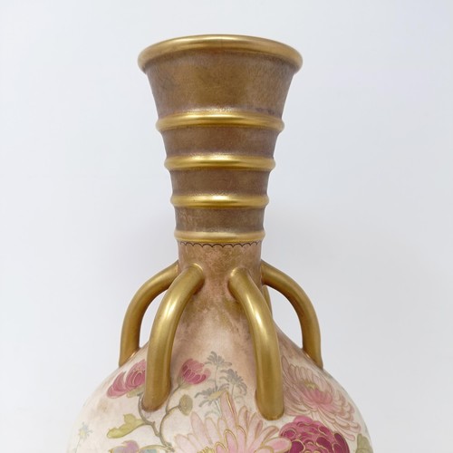 745 - A Doulton Burslem vase, decorated with flowers, 30 cm high