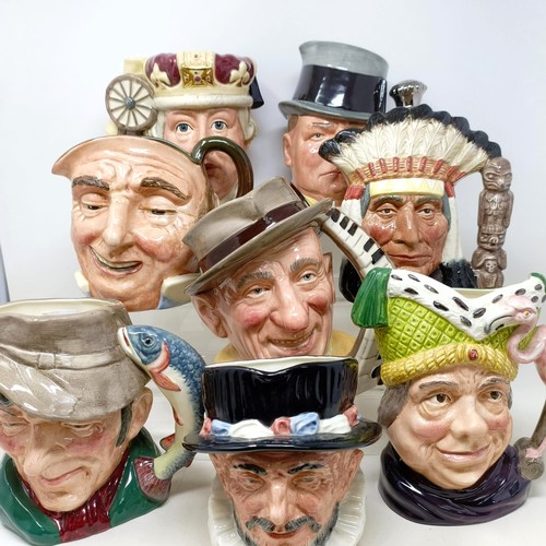 751 - A Royal Doulton character jug, The Poacher D6429, Farmer John, George III D6749, W C Fields D6674, B... 