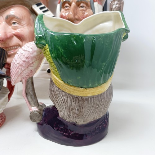 751 - A Royal Doulton character jug, The Poacher D6429, Farmer John, George III D6749, W C Fields D6674, B... 