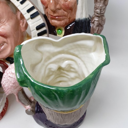 751 - A Royal Doulton character jug, The Poacher D6429, Farmer John, George III D6749, W C Fields D6674, B... 