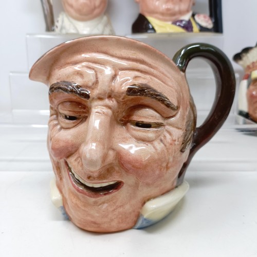 751 - A Royal Doulton character jug, The Poacher D6429, Farmer John, George III D6749, W C Fields D6674, B... 