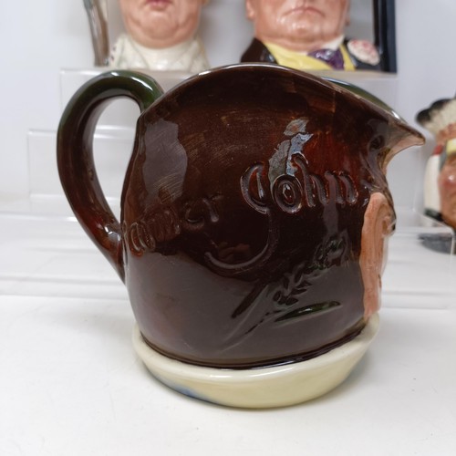 751 - A Royal Doulton character jug, The Poacher D6429, Farmer John, George III D6749, W C Fields D6674, B... 