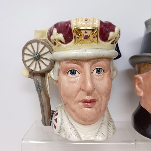 751 - A Royal Doulton character jug, The Poacher D6429, Farmer John, George III D6749, W C Fields D6674, B... 