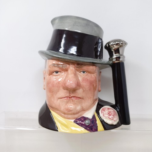 751 - A Royal Doulton character jug, The Poacher D6429, Farmer John, George III D6749, W C Fields D6674, B... 