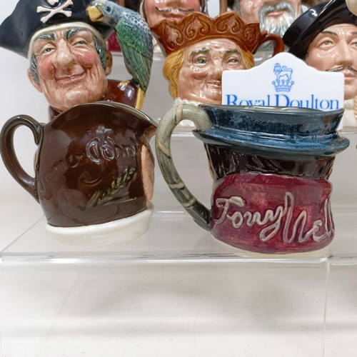 752 - A Royal Doulton character jug, Robin Hood, 9 cm, Tam o Shanter D6640, Old King Cole, 9 cm high, Farm... 