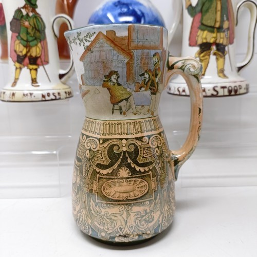 753 - A Royal Doulton jug, decorated figure, 21 cm high, a Royal Doulton jug, Oliver Twist D5617, and The ... 