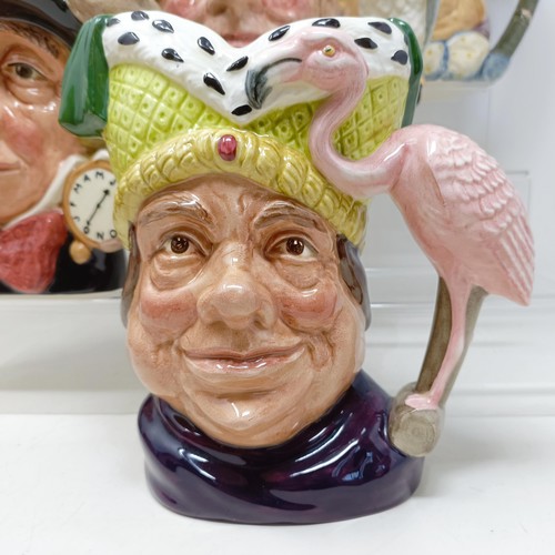 755 - A Royal Doulton character jug, The Falconer D6533, Viking D6496, a Toby jug, Jolly Toby, a character... 