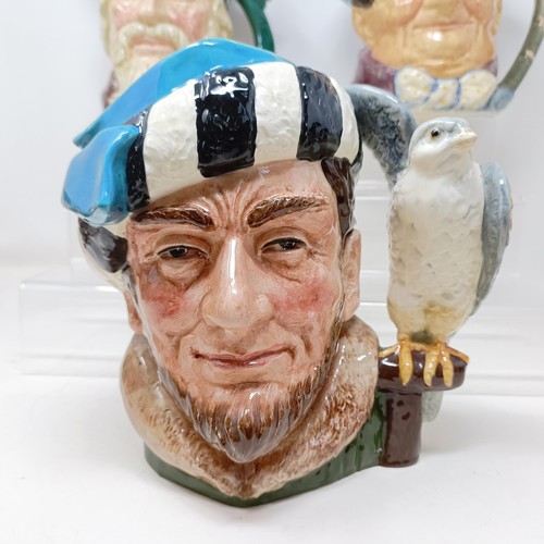 755 - A Royal Doulton character jug, The Falconer D6533, Viking D6496, a Toby jug, Jolly Toby, a character... 