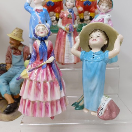 757 - A Royal Doulton figure, Thanksgiving HN2446, Bunny HN2214, Dinky Doo HN1618, Little Boy Blue HN2062,... 