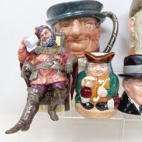 760 - A Royal Doulton character jug, Robinson Crusoe D6532, Beefeater D6206, a Royal Doulton figure, The P... 