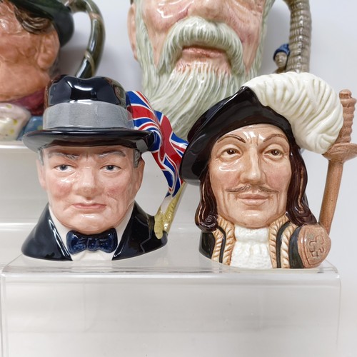 760 - A Royal Doulton character jug, Robinson Crusoe D6532, Beefeater D6206, a Royal Doulton figure, The P... 