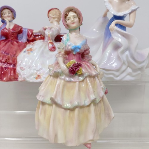 763 - A Royal Doulton figure, Blithe Morning, HN2065, A Gypsy Dance HN2230, Spring Flowers HN1807, Irene, ... 