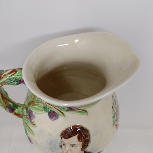 767 - A Royal Doulton Dickens Ware musical jug, The Gaffers Story, 20 cm high, a coffee pot, decorated lan... 