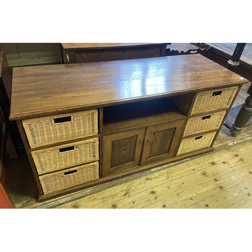 1017 - A Chippendale style mahogany armchair, and an oak sideboard (2)