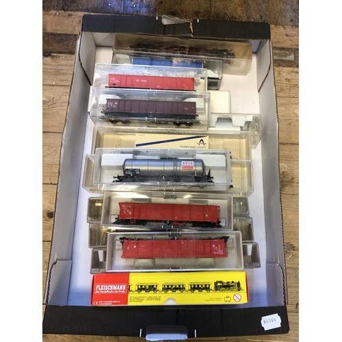 330 - An OO gauge Fleischmann locomotive, No 4215 and assorted Fleischmann carriages and rolling stock, No... 