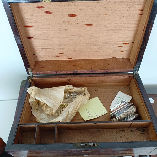 820 - A 19th century mahogany brass bound writing box, 40 cm wide, five other boxes, and a Killarney yew b... 