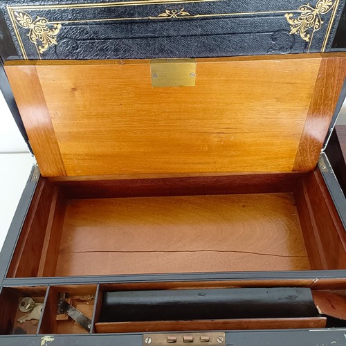 820 - A 19th century mahogany brass bound writing box, 40 cm wide, five other boxes, and a Killarney yew b... 