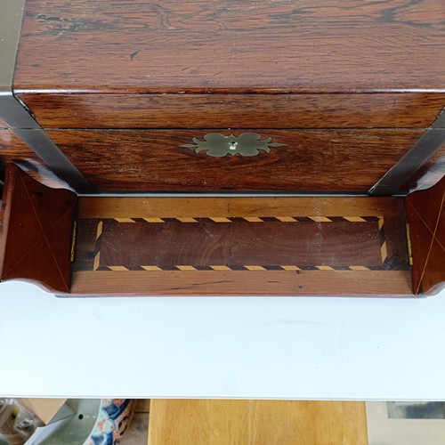 820 - A 19th century mahogany brass bound writing box, 40 cm wide, five other boxes, and a Killarney yew b... 