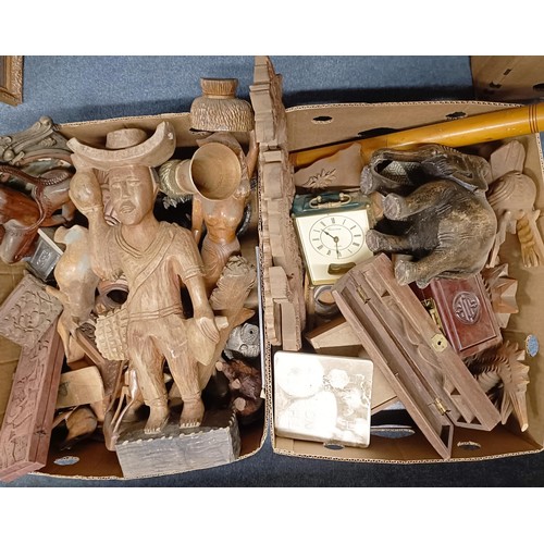 844 - Assorted carved wood items (2 boxes)