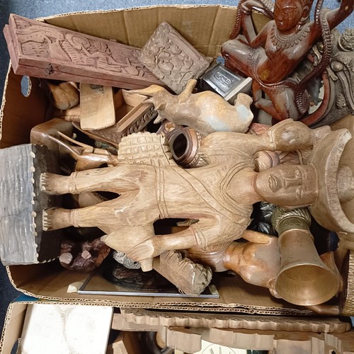 844 - Assorted carved wood items (2 boxes)