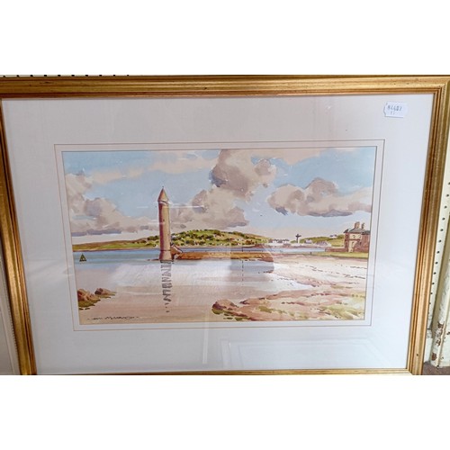 861 - Sam McLaron, coastal scene, watercolour, signed, 27 x 45 cm, Aylmer E Armstrong, coastal landscape, ... 