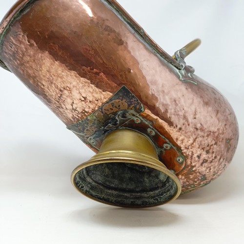 897 - A 19th century tea set, a throw, two inkstands and a copper coal scuttle with a shovel (qty)