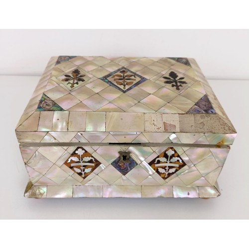 915 - A mother of pearl veneered jewellery box, 23 cm wide