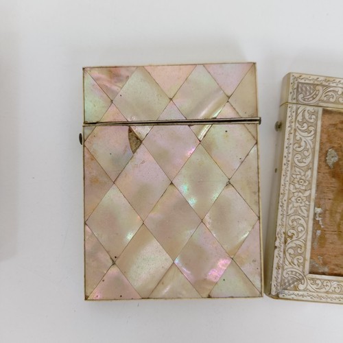 928 - A mother of pearl card case, and two others (3)