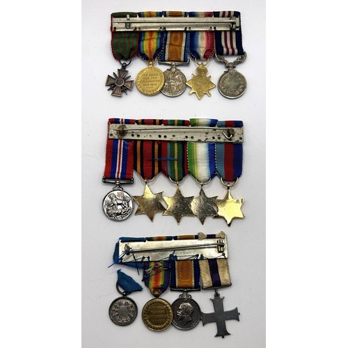 545 - A group of four miniature Medals, including a Military Cross, a group of five miniature Medals, incl... 