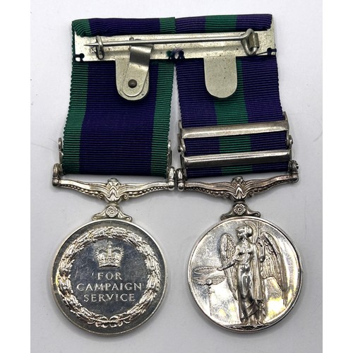 546 - A pair of medals, awarded to Lt I F Ledger REME, comprising a General Service Medal, 1962-2007, with... 