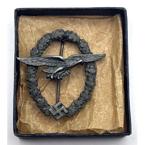 548 - A German Third Reich Glider Pilot's badge, unmarked, probably produced by C E Juncker, Berlin Proven... 