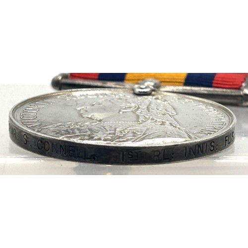 562 - A Queen's South Africa Medal, awarded to 2728 Drmr S Connell 1st Rl Innis Fus, with Cape Colony, Tug... 